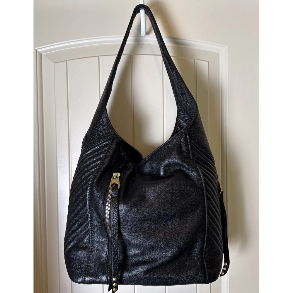 OrYany Black Luciana Pebbled Leather Women's Large Hobo Handbag A267112 EUC